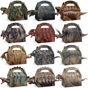Bsenhe 12PCS Dinosaur Party Favors Boxes, Dinosaur Birthday Decorations, Dino Theme Goodie Boxes Candy Gift Bags for Baby Shower Birthday Party Supplies (12) in Saudi Arabia