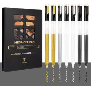 7 Extra-Large Capacity Black Gold Silver White Gel Pens,Fine Point Opaque Archival Gel Ink Pen Writing Set for Art Highlight, Professionals, Artists & Daily Use, Card Making & DIY Projects in Saudi Arabia