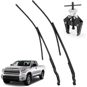 طقم ذراع ممسحة الزجاج الأمامي مع شفرات ممسحة وأداة سحب الذراع، مناسب لسيارة Toyota Sequoia 2008-2019، Tundra 2007-2019 - استبدل 85221-0c020 85211-0c020 (أمامي يسار ويمين) in Kuwait