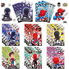 Spider Stickers, 24 Sheets Make Your Own Cartoon Stickers, 8 Designed Characters Sticker, Cute Cartoon Themed DIY Art Craft Party Supplies in Saudi Arabia