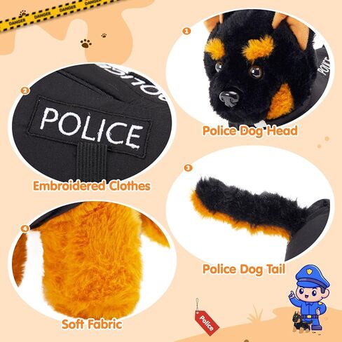 Plush German Shepherd Police Dog Stuffed Animal with Black Vest, Dog Plush Toy, Gift for Kids in Saudi Arabia