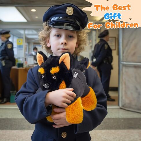 Plush German Shepherd Police Dog Stuffed Animal with Black Vest, Dog Plush Toy, Gift for Kids in Saudi Arabia