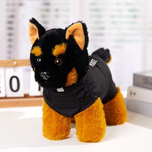 Plush German Shepherd Police Dog Stuffed Animal with Black Vest, Dog Plush Toy, Gift for Kids in Saudi Arabia