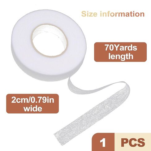 No Sew Iron On Hem Tape 2cm x 70 Yards Fabric Fusing Tape for Clothing Pants Curtains Dresses Strong Adhesive Double Sided Fusible Web Washable Hemming Tape White in Saudi Arabia