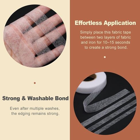 No Sew Iron On Hem Tape 2cm x 70 Yards Fabric Fusing Tape for Clothing Pants Curtains Dresses Strong Adhesive Double Sided Fusible Web Washable Hemming Tape White in Saudi Arabia