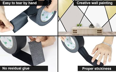 BOMEI PACK 4 Pack Black Painters Tape, 2inch x 30yds, Premium Painting Masking Tape, Clean Release Paper Tape for Home and Office in Kuwait