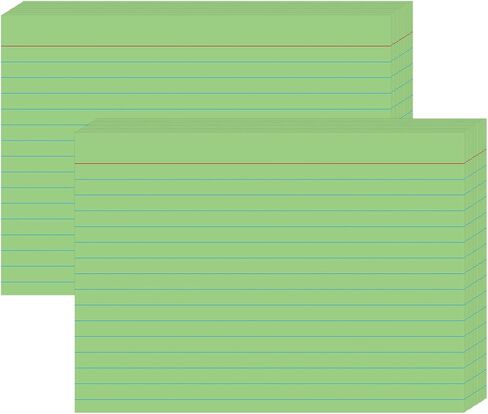 5x7 Colored Index Cards, 100 Pack Heavy 160gsm Flash Cards for Studying — College Ruled & Blank Back, 5 Assorted Colors Thick Study Cards for Nursing School, MCAT & Exam Prep in Saudi Arabia