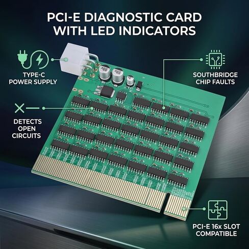Fafeicy PCIe 16X Diagnostic Card with LED Lights PCI Express Motherboard Tester Type C Power Supply in Saudi Arabia