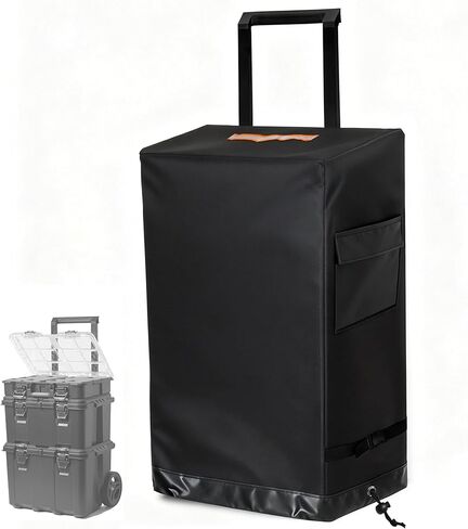 Tool Box Cover Compatible with Keter Stack-n-Roll 1PC Stackable Rolling Tool Box System, 600D Waterproof Dustproof Tool Chest Organizer Cover Only, 21.6"L x 17.7"W x 27.6"H, Black in Kuwait