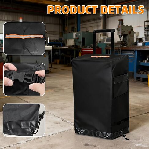 Tool Box Cover Compatible with Keter Stack-n-Roll 1PC Stackable Rolling Tool Box System, 600D Waterproof Dustproof Tool Chest Organizer Cover Only, 21.6"L x 17.7"W x 27.6"H, Black in Kuwait