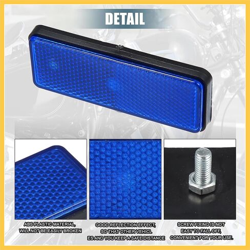 4 Pcs Universal Rectangle Shape Reflector for Motorcycle Garbage Cans Car Trailer Truck and Bike Blue Auto Replacement Parts in Saudi Arabia