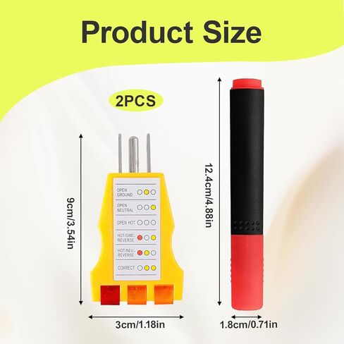 Grounding Tester Kit,Yellow Grounding Tester,Us Standard Outlet Tester,Plug Tester with Conductivity Test Pen,Ground Tool for Mat Pads Sheets Blankets Wristband Accessories in Saudi Arabia