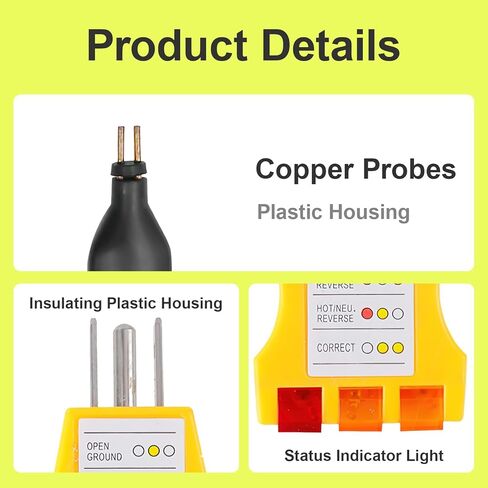 Grounding Tester Kit,Yellow Grounding Tester,Us Standard Outlet Tester,Plug Tester with Conductivity Test Pen,Ground Tool for Mat Pads Sheets Blankets Wristband Accessories in Saudi Arabia