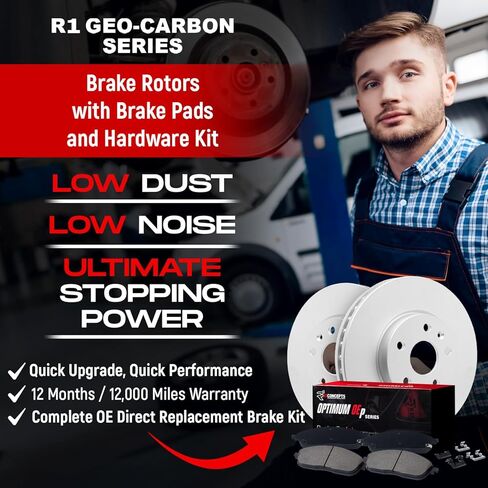 R1 Concepts Front Brake Kit Fits 2020-2024 Hyundai Venue; 2020-2025 Kia Soul| Optimum Oep Pads, Blank Rotors| Hardware| 11.0" Front Rotor in Kuwait