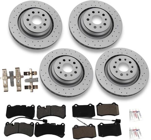 Brake Pads and Rotors Kit Front and Rear Compatible with Maserati Ghibli Sq4 Quattroporte Front and Rear Rotors Brake Pads Set (670031597 * 2+980156007) in Saudi Arabia