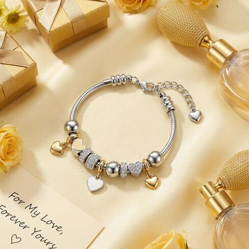 Ymapinc Charm Bracelet Chain for Women, Stainless Steel Bracelet Making Kit, Snake Silver Chain for Jewelry Making, 3mm Thick DIY Jewelry (6.1+2.36in), Fits Most Beads/Charms in Kuwait