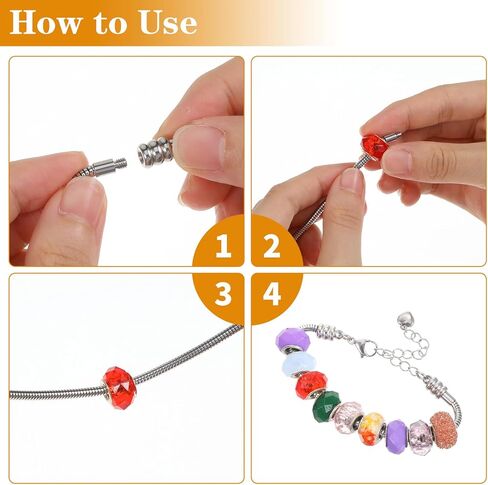 Ymapinc Charm Bracelet Chain for Women, Stainless Steel Bracelet Making Kit, Snake Silver Chain for Jewelry Making, 3mm Thick DIY Jewelry (6.1+2.36in), Fits Most Beads/Charms in Kuwait