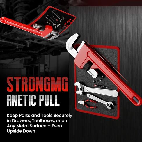 2 Pack Magnetic Tool Mat, 40 lbs Magnetic Tool Holder, 9.8" × 12.9" Heavy Duty Flexible Non Slip Tool Organizer with PVC Protection for Garage, Workshop & Auto Repair, Red in Saudi Arabia