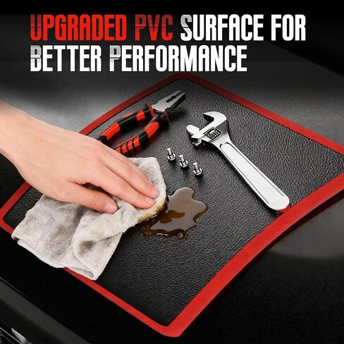 2 Pack Magnetic Tool Mat, 40 lbs Magnetic Tool Holder, 9.8" × 12.9" Heavy Duty Flexible Non Slip Tool Organizer with PVC Protection for Garage, Workshop & Auto Repair, Red in Saudi Arabia