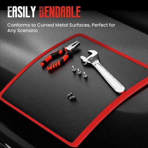 2 Pack Magnetic Tool Mat, 40 lbs Magnetic Tool Holder, 9.8" × 12.9" Heavy Duty Flexible Non Slip Tool Organizer with PVC Protection for Garage, Workshop & Auto Repair, Red in Saudi Arabia