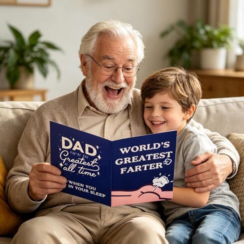 Funny Father's Day Card - Worlds Greatest Farter, I Mean Father, 3D Hilarious Pop-Up Card with Fart Sound, Musical Greeting Card with Envelope for Husband Dad Grandpa from Son, Daughter, Kids, Wife in Saudi Arabia