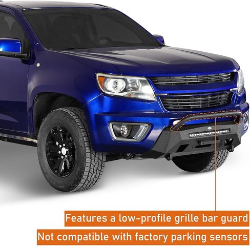 مصد أمامي من Hooke Road Stubby لسيارة Chevy شيفروليه كولورادو 2015 2016 2017 2018 2019 2020 (باستثناء ZR2)، مصد زاحف الصخور مع لوحة ونش، وقضيب الثور، وحوامل على شكل حرف D in Kuwait