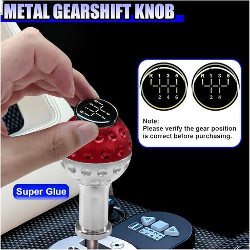 YoRise Car Round Ball Shift Knob, Aluminum Alloy Gear Shifter Knobs with 3 Adapters & 5/6 Speed Stickers, Car Stick Shift Knob Replacement Fit Most Manual Automatic Cars (Red) in Saudi Arabia