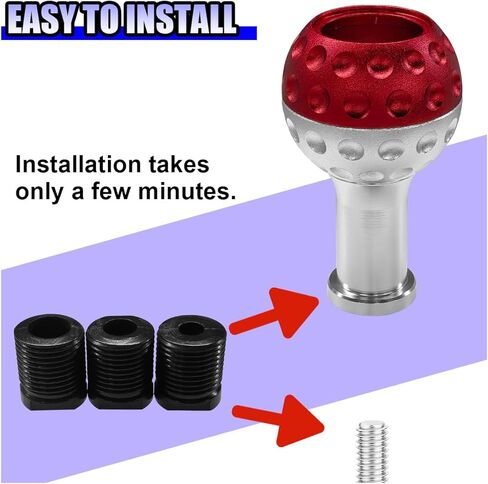YoRise Car Round Ball Shift Knob, Aluminum Alloy Gear Shifter Knobs with 3 Adapters & 5/6 Speed Stickers, Car Stick Shift Knob Replacement Fit Most Manual Automatic Cars (Red) in Saudi Arabia