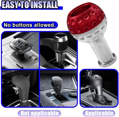 YoRise Car Round Ball Shift Knob, Aluminum Alloy Gear Shifter Knobs with 3 Adapters & 5/6 Speed Stickers, Car Stick Shift Knob Replacement Fit Most Manual Automatic Cars (Red) in Saudi Arabia