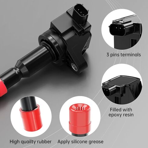 Set of 4 Ignition Coil Pack Compatible with 1.5 L4 2007 2008 Honda Fit 1.5L Automotive Replacement Ignition Coil Packs 30520-PWC-003，30520-PWC-S01 in Saudi Arabia