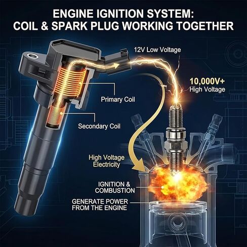 UF611 C1667 Ignition Coil Pack 4set Compatible with Kia Borrego Forte Koup Optima Rondo Hyundai Genesis Coupe Santa Fe Sonata Tucson 2.0 2.4L L4 4.8L V8 in Kuwait