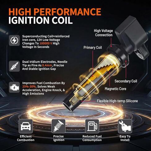 UF611 C1667 Ignition Coil Pack 4set Compatible with Kia Borrego Forte Koup Optima Rondo Hyundai Genesis Coupe Santa Fe Sonata Tucson 2.0 2.4L L4 4.8L V8 in Kuwait