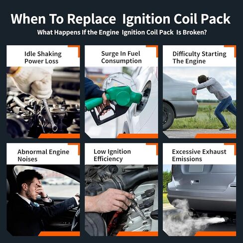 UF611 C1667 Ignition Coil Pack 4set Compatible with Kia Borrego Forte Koup Optima Rondo Hyundai Genesis Coupe Santa Fe Sonata Tucson 2.0 2.4L L4 4.8L V8 in Kuwait