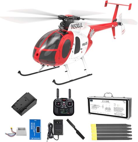 1/16 مقياس F119S MD500 RC مروحية، 250 فئة 2.4G 9CH RC نموذج مروحية عسكرية مع نظام تحديد المواقع ورأس دوار Flybarless، أوضاع قابلة للتحويل 6G/3D (إصدار RTF) in Kuwait