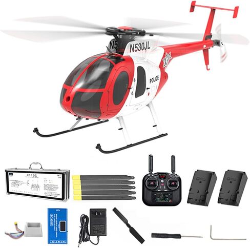 1/16 مقياس F119S MD500 RC مروحية، 250 فئة 2.4G 9CH RC نموذج مروحية عسكرية مع نظام تحديد المواقع ورأس دوار Flybarless، أوضاع قابلة للتحويل 6G/3D (إصدار RTF) in Kuwait