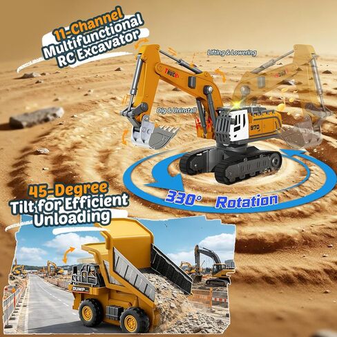 Mini RC Construction Vehicles, 4PCS 1:64 Remote Control Excavator Forklift Dump Truck Crane, 2.4GHz Small Desktop Toys with Lights Sound & Variable Speed, Birthday Gift for Adults Kids in Saudi Arabia