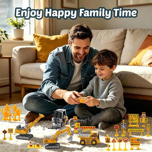 Mini RC Construction Vehicles, 4PCS 1:64 Remote Control Excavator Forklift Dump Truck Crane, 2.4GHz Small Desktop Toys with Lights Sound & Variable Speed, Birthday Gift for Adults Kids in Saudi Arabia