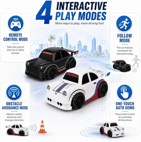 BYTEWAR Remote Control Car Toys for Boys, Smart-Follow RC Drift Car with One-Key Auto Showcase,USB-C Rechargeable Black RC Racing Car Simulated Sounds and Headlights, Kids Toys for Age 3+ in Saudi Arabia