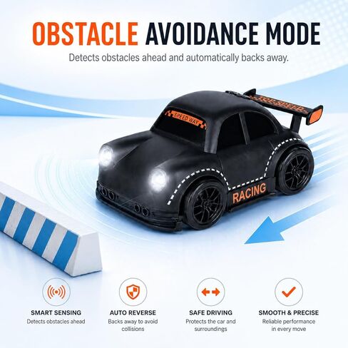 BYTEWAR Remote Control Car Toys for Boys, Smart-Follow RC Drift Car with One-Key Auto Showcase,USB-C Rechargeable Black RC Racing Car Simulated Sounds and Headlights, Kids Toys for Age 3+ in Saudi Arabia