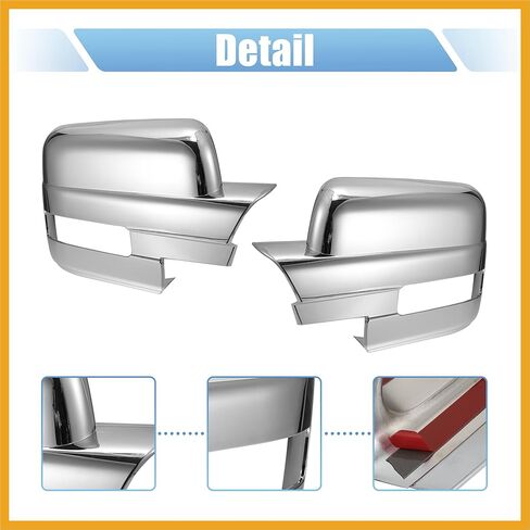 زوج غطاء مرآة كامل مطلي بالكروم يغطي غطاء لسيارة Ford F150 2009-2014 مع قطع إشارة الانعطاف (لا تناسب مرآة السحب) استبدال in Kuwait