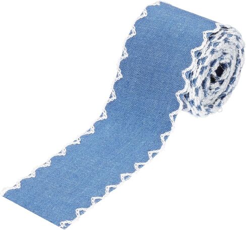 PATIKIL 1.5" Denim Ribbon, 4 Yard Layering Jean Fabric Craft Wavy Edge Strip for Bow DIY Making Hair Clip Garment Sewing Decorations, White in Kuwait