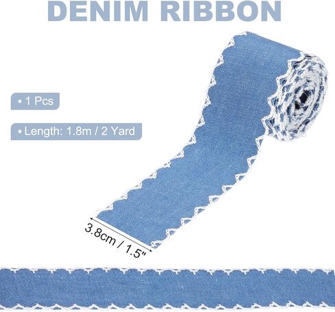 PATIKIL 1.5" Denim Ribbon, 4 Yard Layering Jean Fabric Craft Wavy Edge Strip for Bow DIY Making Hair Clip Garment Sewing Decorations, White in Kuwait