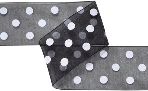 Ribbon Bazaar Sheer Organza Polka Dots - Black 1-1/2" 25yd Spool in Saudi Arabia