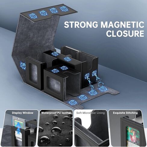 5-in-1 Commander Deck Box for MTG,400+ Card Storage With Commander Display Window,Magic Removable Cover,Dice Tray,Trading Card Case for TCG PTCG YugiOh Sports Cards,(Black, Grey) in Saudi Arabia