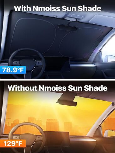 2026 Upgraded Nmoiss Car Windshield Sun Shade [Dot Matrix Reflective Coating] Extended Edge No Light Leakage Design Cooling Protect Car Interior from UV Damage Medium in Saudi Arabia