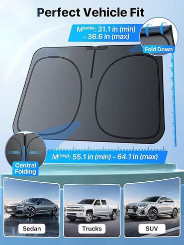2026 Upgraded Nmoiss Car Windshield Sun Shade [Dot Matrix Reflective Coating] Extended Edge No Light Leakage Design Cooling Protect Car Interior from UV Damage Medium in Saudi Arabia