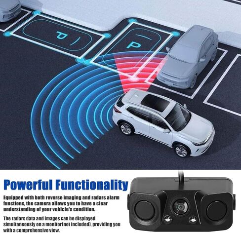 3 in 1 Visual Reversing Radars Camera Video Rearview Camera Car Backup Camera with 2 Radars Detecting Sensors & Buzzer in Saudi Arabia