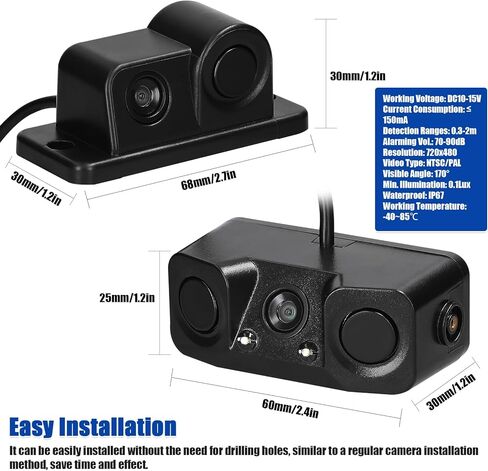 3 in 1 Visual Reversing Radars Camera Video Rearview Camera Car Backup Camera with 2 Radars Detecting Sensors & Buzzer in Saudi Arabia