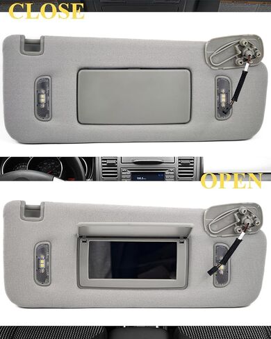 Right Passenger Side Sun Visor Gray for 2015-2019 Cadillac Escalade ESV, Silverado 1500 2500 3500, Suburban, Tahoe, GMC Sierra 1500 2500HD 3500HD, with Light, Vanity Mirror,Replaces OE#23459643- Gray in Saudi Arabia
