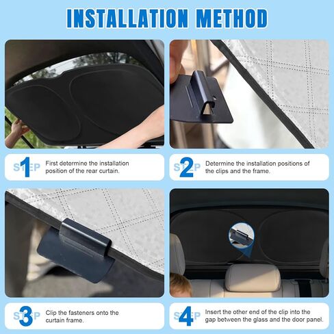 Rear Windshield Sun Shade for Tesla Model Y 2020-2026, Custom Fit Back Window Sunshade with 4 Clips, Blackout Privacy Protector, UV Ray & Heat Blocker for Car Camping, Foldable in Saudi Arabia